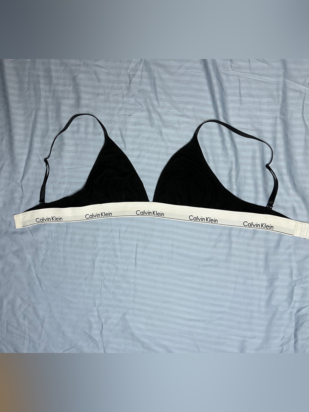 Calvin Klein Black Triangle Bralette with White Logo Band